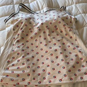 Tory Sport White Tank Top with Red and Blue Accents